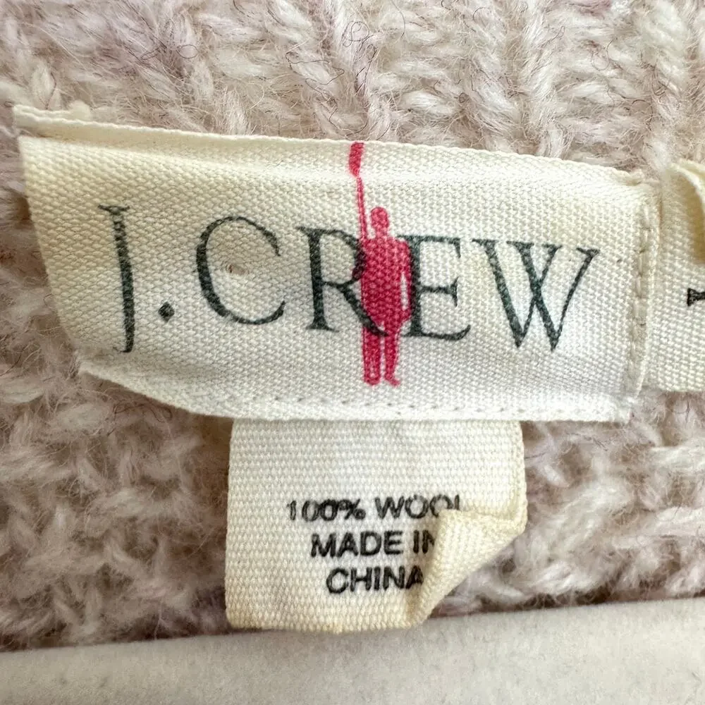J Crew Men VTG Oarsman 100% Wool Fisherman Sweater Size L Chunky Neutral Oatmeal